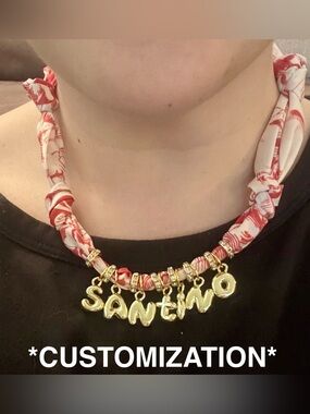 *Custom Orders!* Scarf Necklace with Gold Letters Name Pendant Charms Jewelry